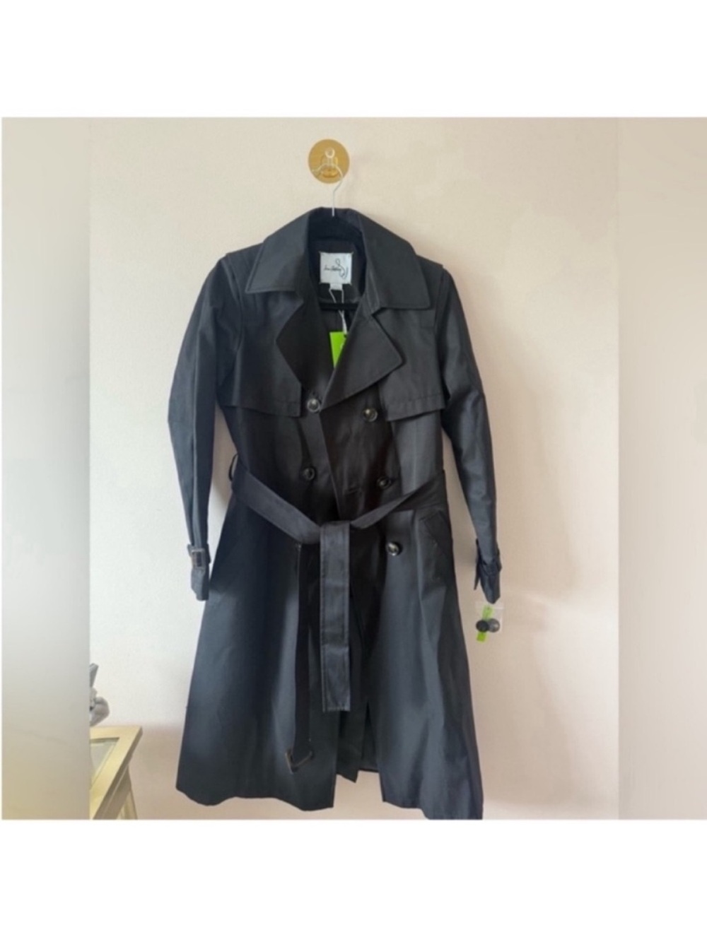 Sam Edelman Black Double-Breasted Trench Coat NWT XS